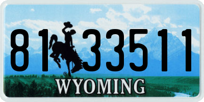 WY license plate 8133511