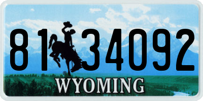 WY license plate 8134092