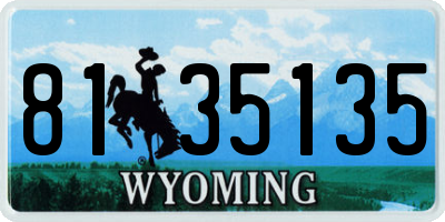 WY license plate 8135135