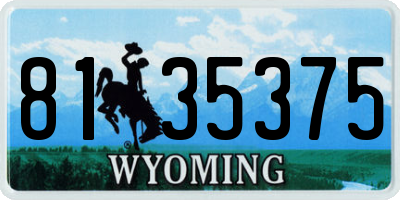 WY license plate 8135375