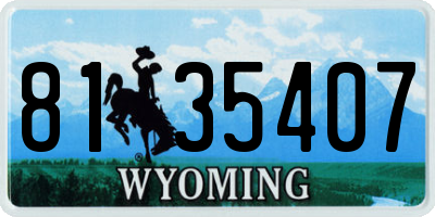 WY license plate 8135407