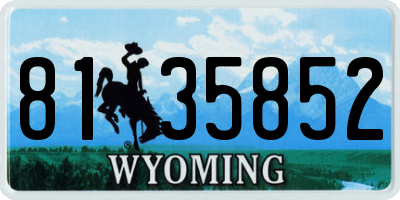 WY license plate 8135852