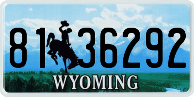 WY license plate 8136292