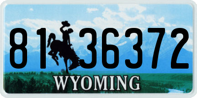 WY license plate 8136372