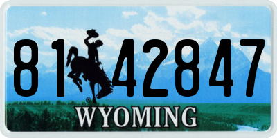 WY license plate 8142847