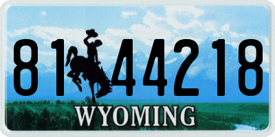 WY license plate 8144218