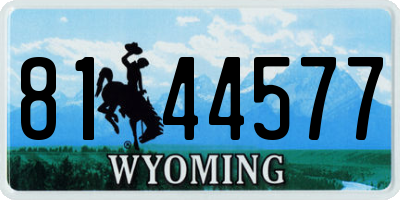 WY license plate 8144577