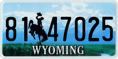 WY license plate 8147025