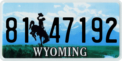 WY license plate 8147192