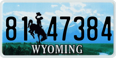 WY license plate 8147384