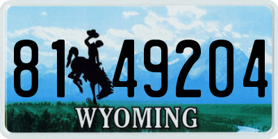 WY license plate 8149204