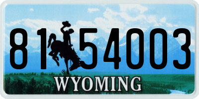 WY license plate 8154003