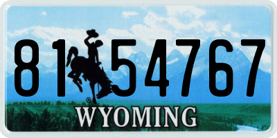 WY license plate 8154767
