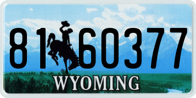 WY license plate 8160377