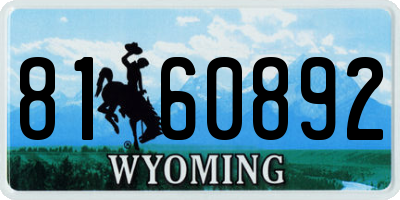 WY license plate 8160892