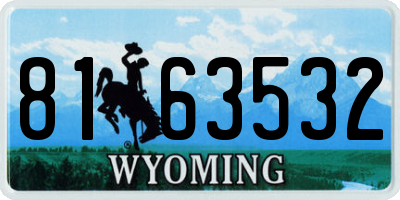 WY license plate 8163532