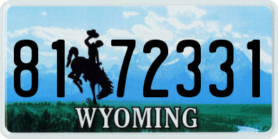 WY license plate 8172331