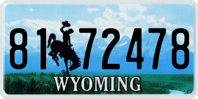 WY license plate 8172478