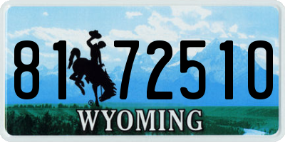 WY license plate 8172510