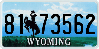 WY license plate 8173562