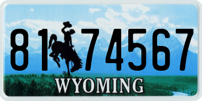 WY license plate 8174567
