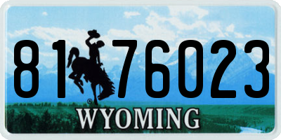 WY license plate 8176023