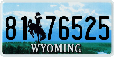 WY license plate 8176525