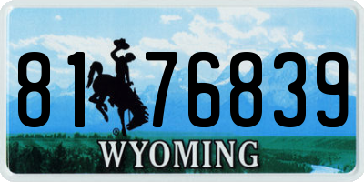 WY license plate 8176839