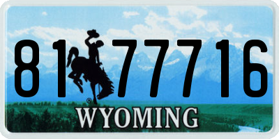 WY license plate 8177716