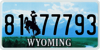 WY license plate 8177793
