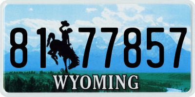 WY license plate 8177857