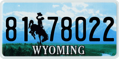 WY license plate 8178022