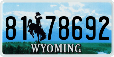 WY license plate 8178692
