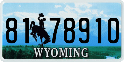 WY license plate 8178910
