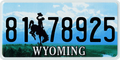 WY license plate 8178925