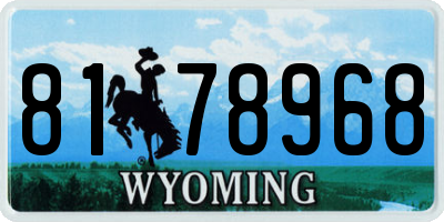 WY license plate 8178968