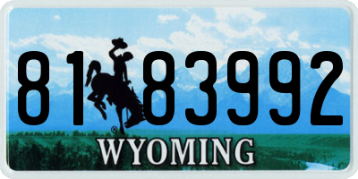 WY license plate 8183992