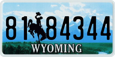 WY license plate 8184344