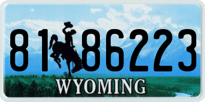 WY license plate 8186223