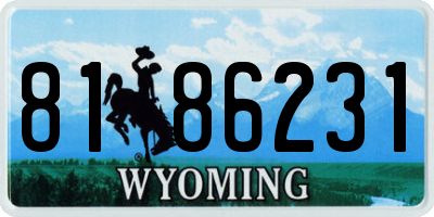 WY license plate 8186231