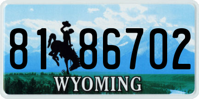 WY license plate 8186702