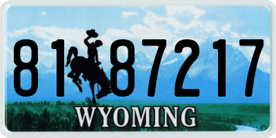 WY license plate 8187217