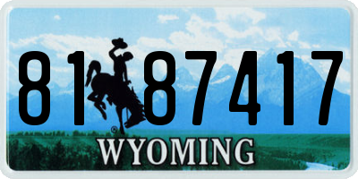 WY license plate 8187417