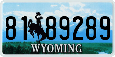 WY license plate 8189289
