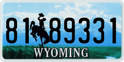 WY license plate 8189331