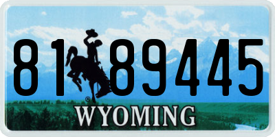 WY license plate 8189445