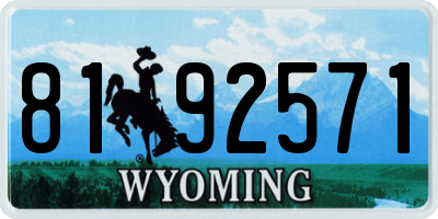 WY license plate 8192571