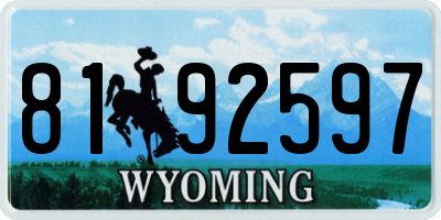 WY license plate 8192597