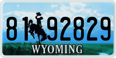 WY license plate 8192829