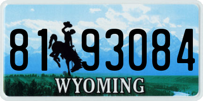 WY license plate 8193084